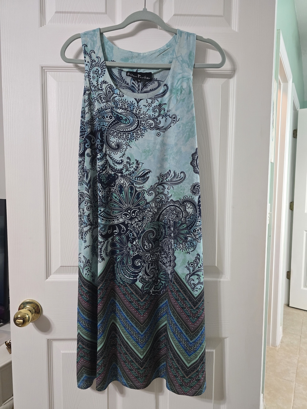 Blue Paisley Print Sleeveless Summer Dress